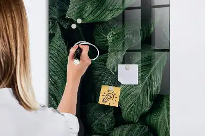 Tablă magnetică pentru scris cu model junglă de frunze de plante
