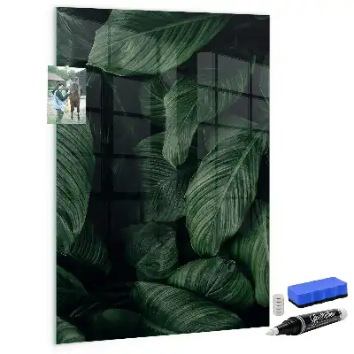 Tablă magnetică pentru scris cu model junglă de frunze de plante