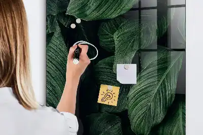 Tablă magnetică pentru scris cu model junglă de frunze de plante