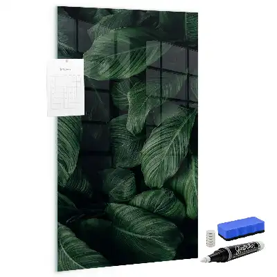 Tablă magnetică pentru scris cu model junglă de frunze de plante