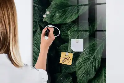 Tablă magnetică pentru scris cu model junglă de frunze de plante