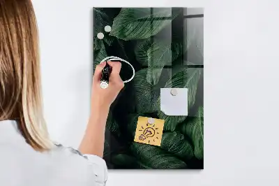 Tablă magnetică pentru scris cu model junglă de frunze de plante