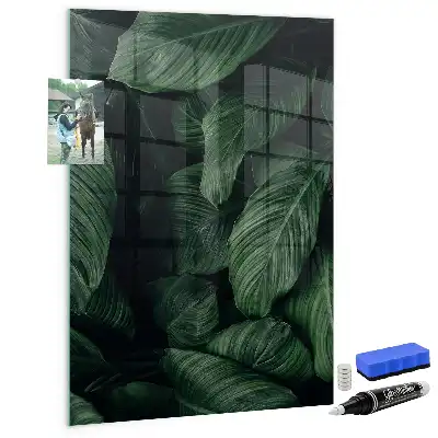 Tablă magnetică pentru scris cu model junglă de frunze de plante