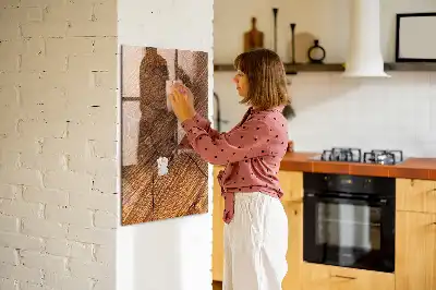 Tablă magnetică pentru scris cu ramă în nuanță caldă de lemn