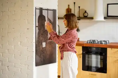 Tablă magnetică pentru scris cu ramă din lemn închis