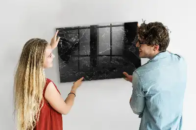 Tablă magnetică pentru desen cu model de marmură neagră
