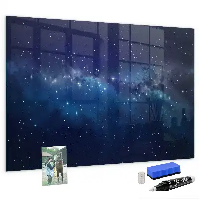Tablă magnetică pentru desen model cu cer întunecat și stele