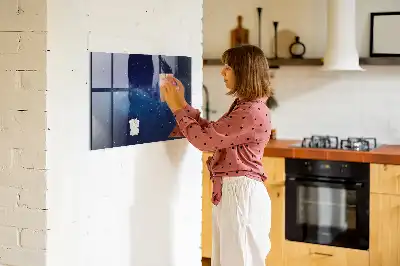 Tablă magnetică pentru desen model cu cer întunecat și stele