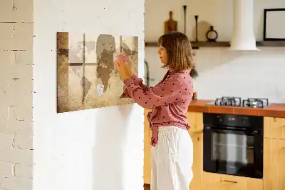 Tablă magnetică pentru desen hartă a lumii în stil vintage