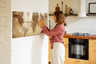 Tablă magnetică pentru desen hartă a lumii în stil vintage