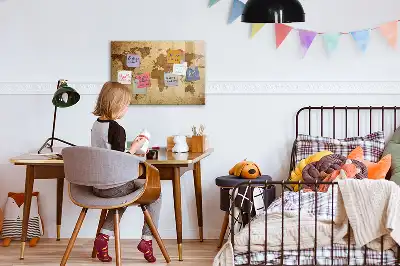 Tablă magnetică pentru desen hartă a lumii în stil vintage