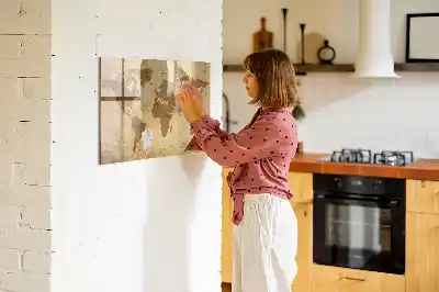 Tablă magnetică pentru desen hartă a lumii în stil vintage