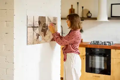 Tablă magnetică pentru scris cu hartă vintage a lumii