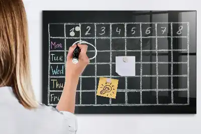 Tablă magnetică pentru programul școlar cu suprafață pentru scris