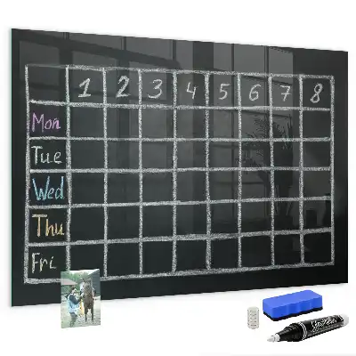 Tablă magnetică pentru programul școlar cu suprafață pentru scris