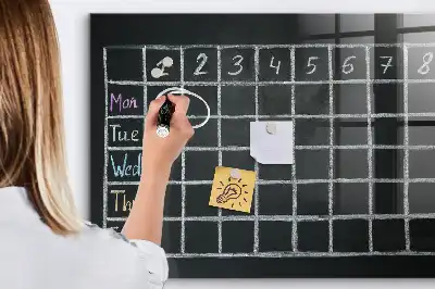 Tablă magnetică pentru programul școlar cu suprafață pentru scris