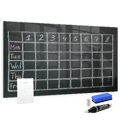 Tablă magnetică pentru programul școlar cu suprafață pentru scris