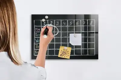 Tablă magnetică pentru programul școlar cu suprafață pentru scris