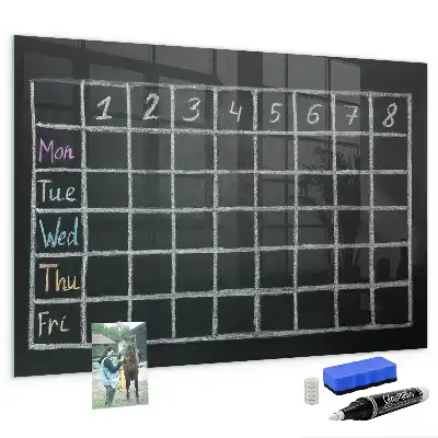 Tablă magnetică pentru programul școlar cu suprafață pentru scris