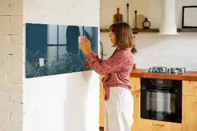 Tablă magnetică pentru desen cu model de schiță cu munți