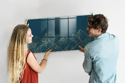 Tablă magnetică pentru desen cu model de schiță cu munți