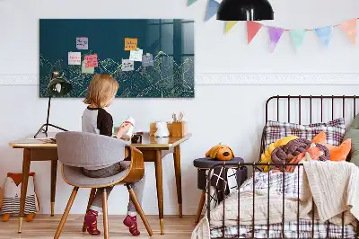 Tablă magnetică pentru desen cu model de schiță cu munți