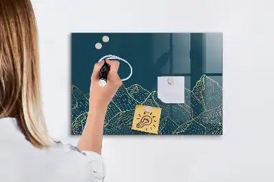 Tablă magnetică pentru desen cu model de schiță cu munți