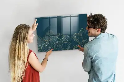 Tablă magnetică pentru desen cu model de schiță cu munți