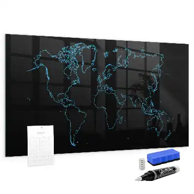 Tablă magnetică pentru scris contururile hărții lumii