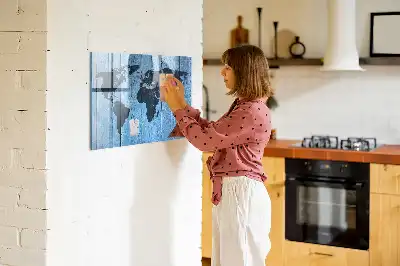 Tablă magnetică pentru scris hartă a lumii