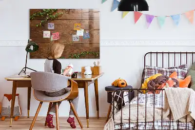 Tablă magnetică pentru desen cu cadru rustic din lemn