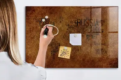 Tablă magnetică pentru desen hartă cu numele țărilor