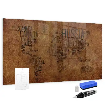 Tablă magnetică pentru desen hartă cu numele țărilor