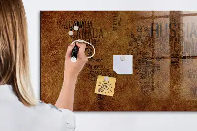 Tablă magnetică pentru desen hartă cu numele țărilor