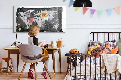 Tablă magnetică pentru notițe hartă a lumii în stil retro