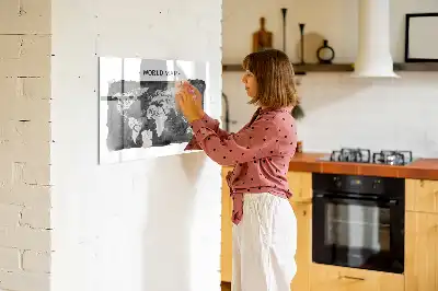 Tablă magnetică pentru notițe hartă a lumii în stil retro