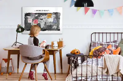 Tablă magnetică pentru notițe hartă a lumii în stil retro