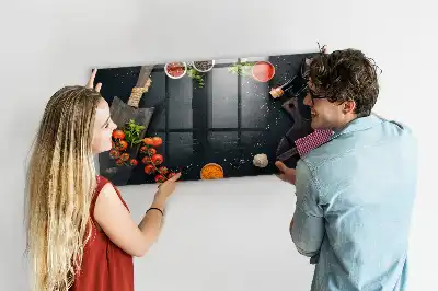 Tablă magnetică pentru desen cu accesorii de bucătărie