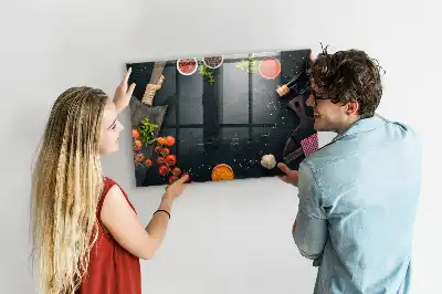 Tablă magnetică pentru desen cu accesorii de bucătărie