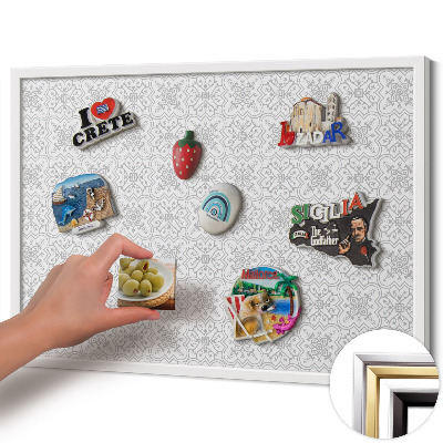 Tablă magnetică cu ramă albă Model ornamental regulat