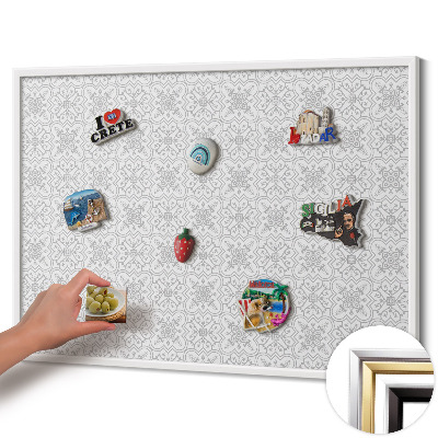 Tablă magnetică cu ramă albă Model ornamental regulat