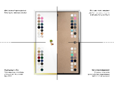 Tablă magnetică cu ramă albă Frunze boho naturale
