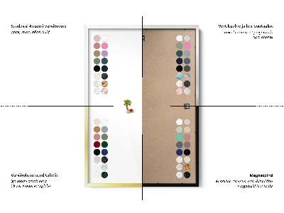Tablă magnetică cu ramă albă Frunze boho naturale