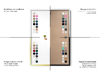 Tablă magnetică cu ramă albă Frunze boho naturale