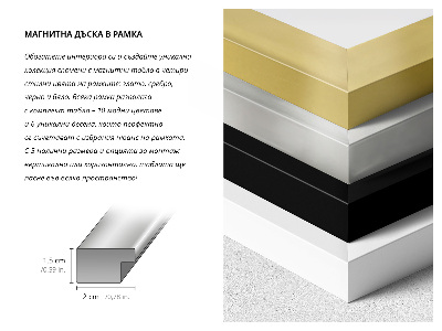 Tablă magnetică cu ramă albă Structură din lemn cu rășină