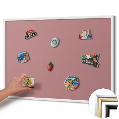 Tablă magnetică cu ramă albă Culoare roz pastel