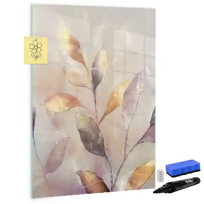 Tablă magnetică de scris cu model plante în acuarelă