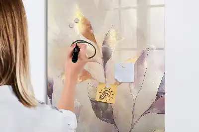 Tablă magnetică de scris cu model plante în acuarelă