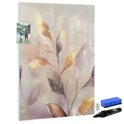 Tablă magnetică de scris cu model plante în acuarelă