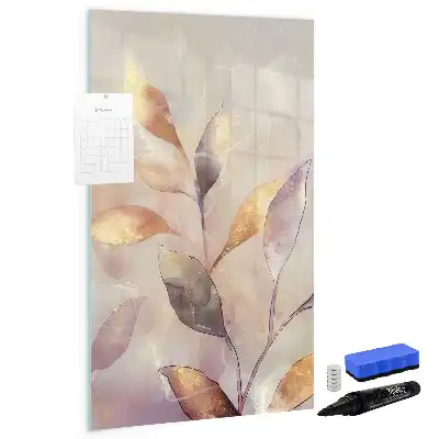 Tablă magnetică de scris cu model plante în acuarelă